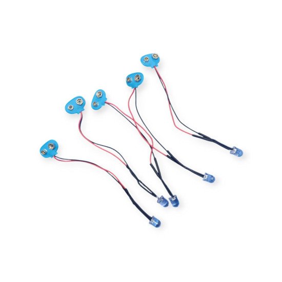 10mm RGB LED Lamp with 9V Battery Clip Connector (5 PCS Pack)