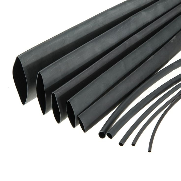 3/64" (1.19mm) Black Heat Shrink Tubing - 2:1 Polyolefin (1 Foot Length)