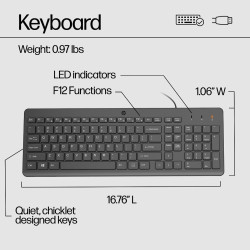 HP 150 USB Wired Keyboard - Seamless Typing Experience