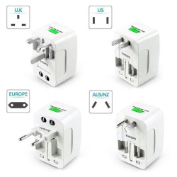  All-In-One Universal Travel Adapter with DC 5V 1000mA 2 USB Female Port