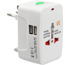  All-In-One Universal Travel Adapter with DC 5V 1000mA 2 USB Female Port