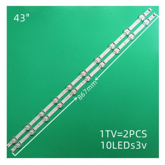 Backlight Strips For LG 43 Inch TV 10 led 3V ( 2 pcs set) Backlight Strips For LG 43 Inch TV 10 led 3V ( 2 pcs set)