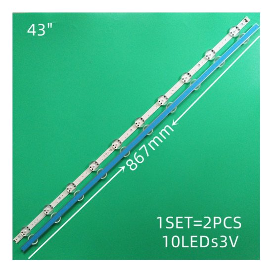 Backlight Strips For LG 43 Inch TV 10 led 3V ( 2 pcs set) Backlight Strips For LG 43 Inch TV 10 led 3V ( 2 pcs set)
