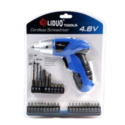 LIDUO tools Rechargeable cordless 4.8V DC electric screwdriver with 30 bits 