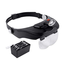 Headband LED Head Light Magnifying Glass Loupe 4x Lens 1.2X,1.8X,2.5X,3.5X Magnifier  (Black)