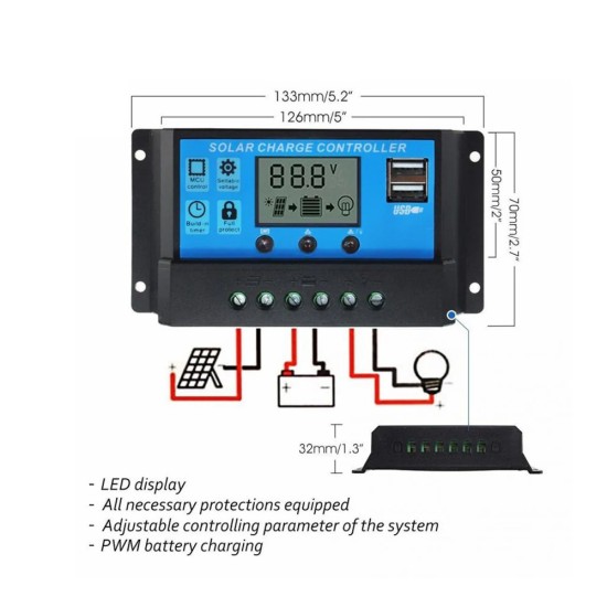 Solar Charge Controller PWM 12V/24V