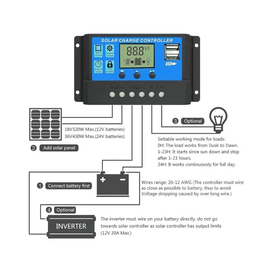 Solar Charge Controller PWM 12V/24V