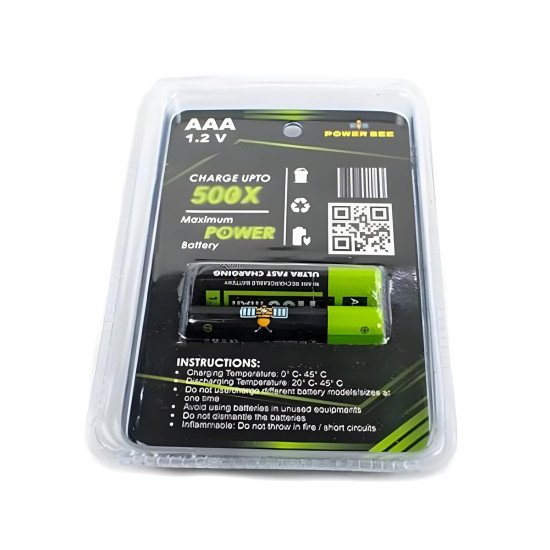 POWER BEE AAA 1.2V 1100mAh Rechargeable (Ni-MH) Battery Pack of 2 Pcs