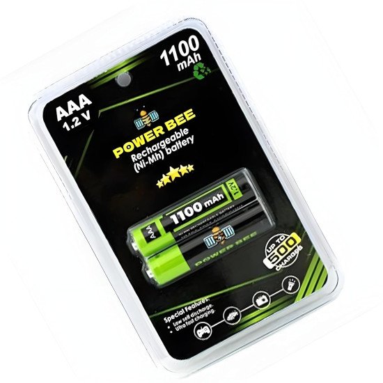 POWER BEE AAA 1.2V 1100mAh Rechargeable (Ni-MH) Battery Pack of 2 Pcs