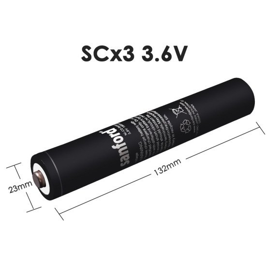 SANFORD 3.6V 3000mAh 130x22mm Top Nickel Cadmium Rechargeable Battery