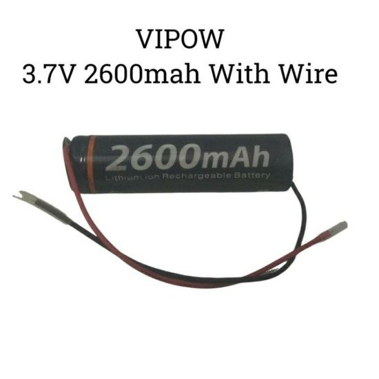 VIPOW 3.7V 2600mAh 18650 FLAT NICKEL CADMIUM RECHARGEABLE WITH WIRE BATTERY