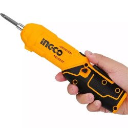 4V 240 RPM Electric INGCO Cordless Screwdriver 4 N.m with 18 PCS Bits and Holder