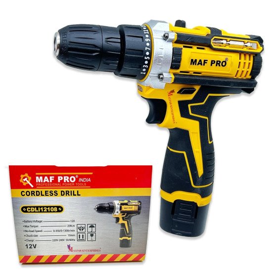 MAF PRO CDLI12108 Cordless Drill Screwdriver 12V 10mm – 2 Batteries + Charger MAF PRO CDLI12108 Cordless Drill Screwdriver 12V 10mm – 2 Batteries + Charger