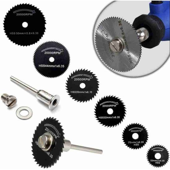 6 Pc Mini HSS Circular Saw Blade Set for Rotary Tools & Drill Machines