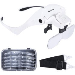 Rechargeable LED Eyeglasses Bracket Headband Interchangeable Magnifier