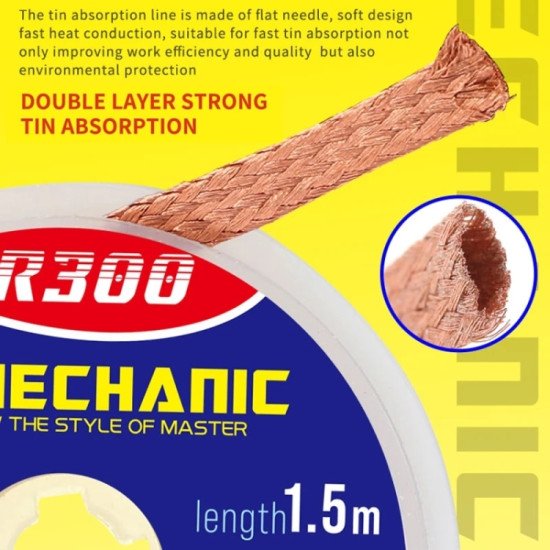 MECHANIC R300 1.5 Meter Desoldering Wick Suction Tin Wire, Width: 1MM